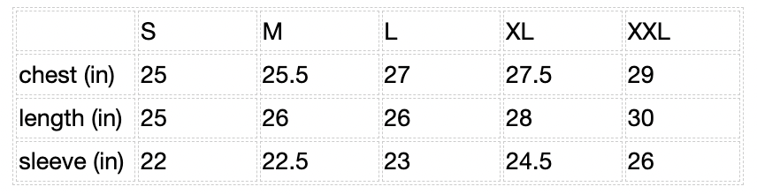 lil sweet treat's sweatshirt size chart