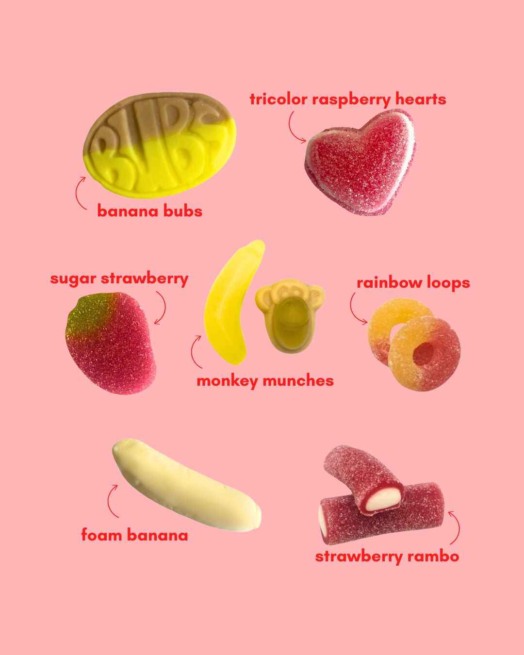 berry banana bliss: sweet gummy candy mix