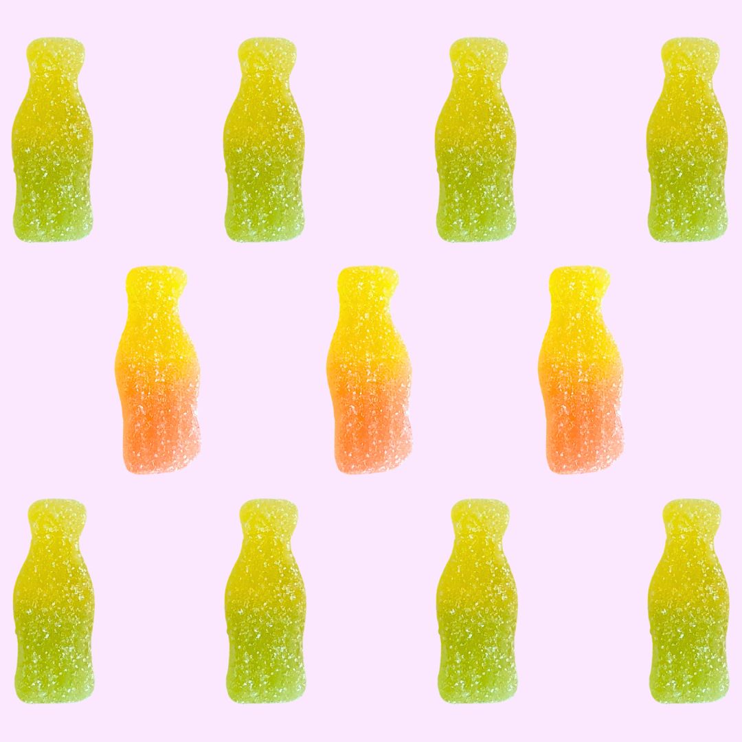 sour soda bottle gummies from France