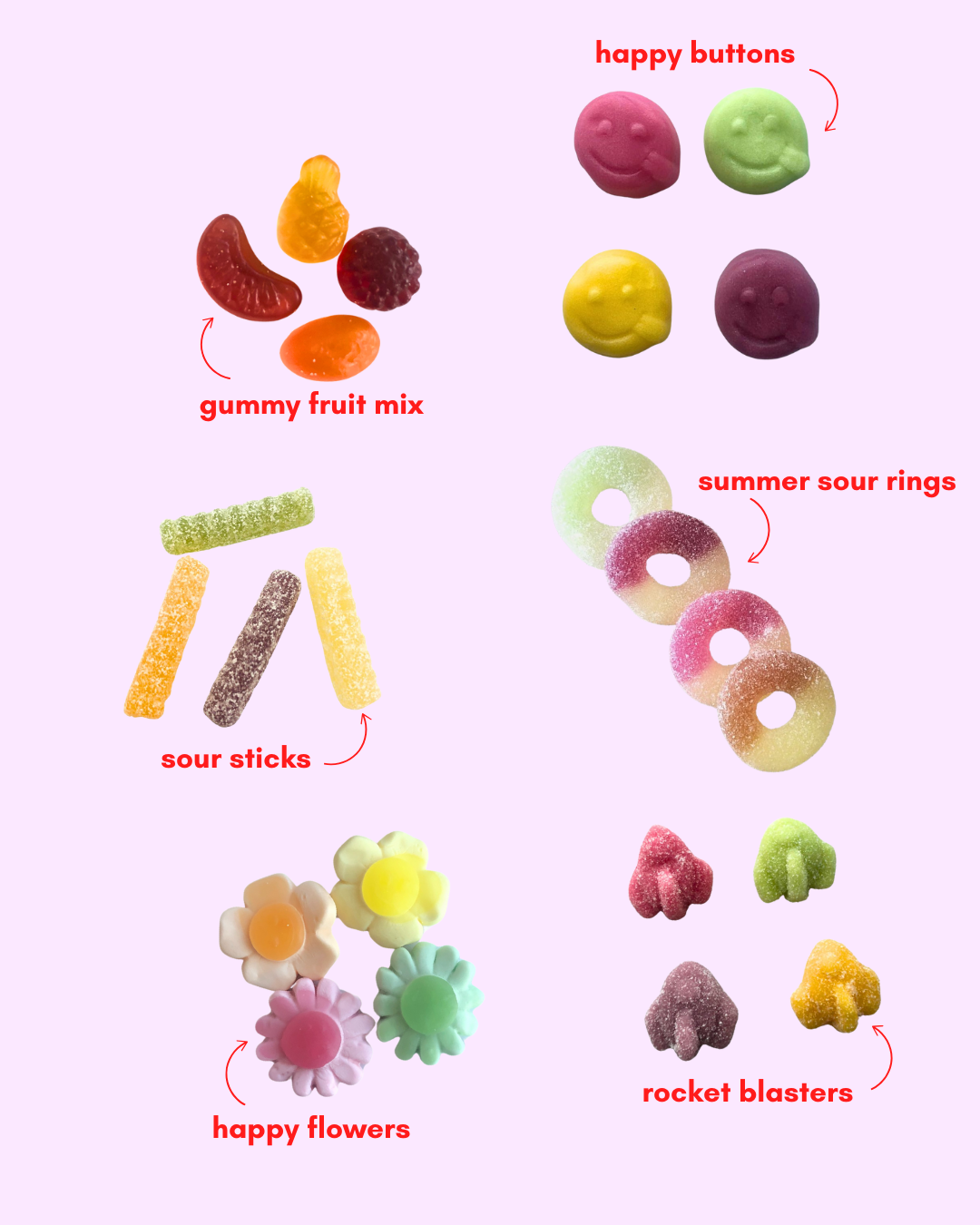 candy quartet: naturally dyed gummy candy mix