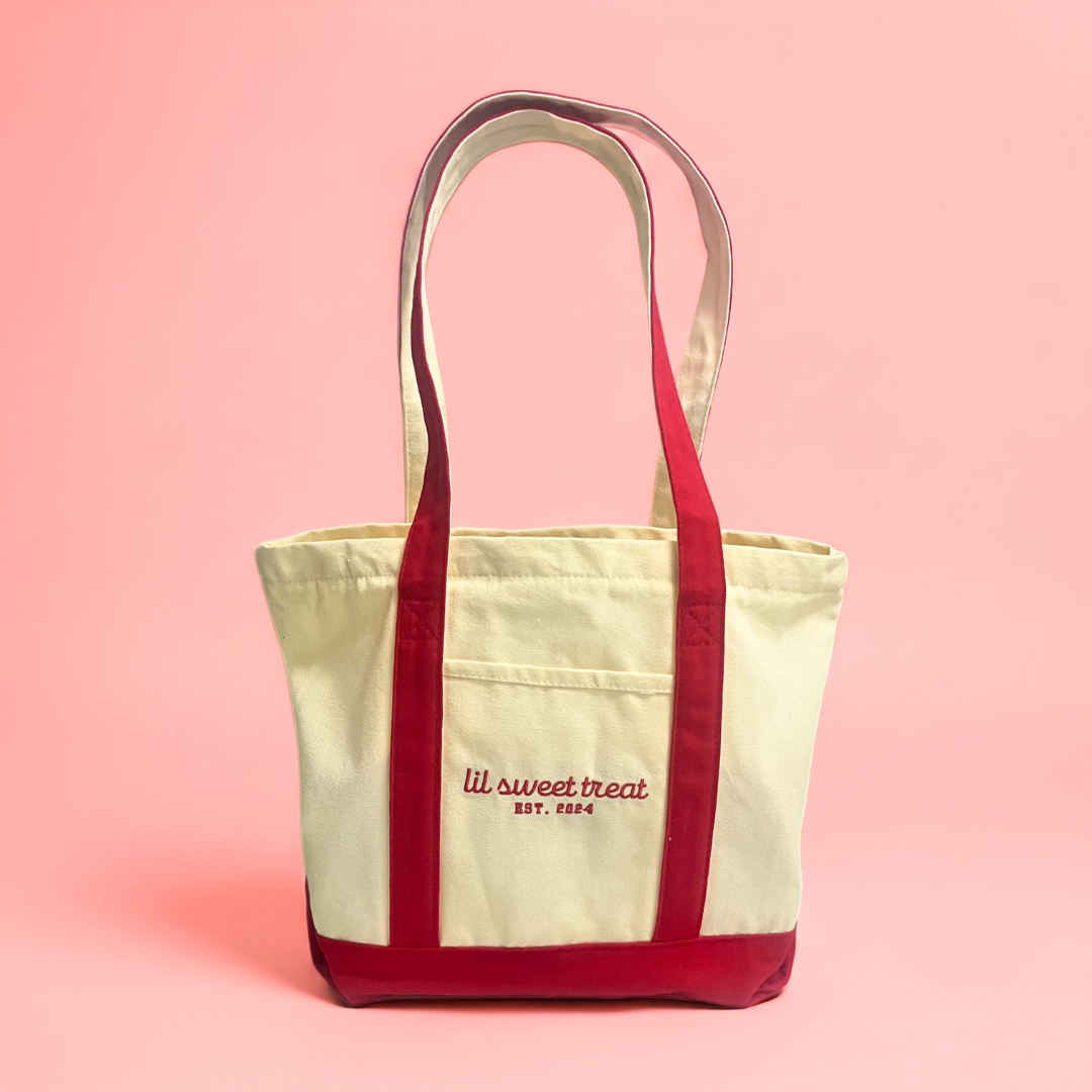 lil sweet treat canvas tote with zipper