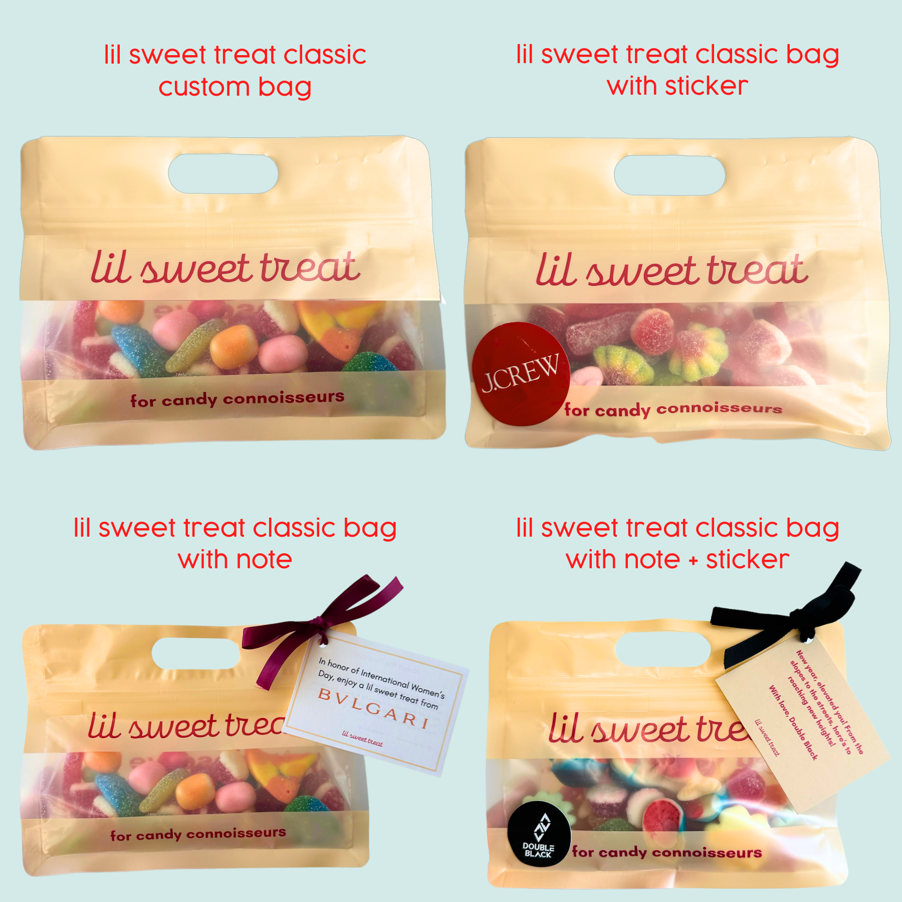 lil sweet treat's custom bag options