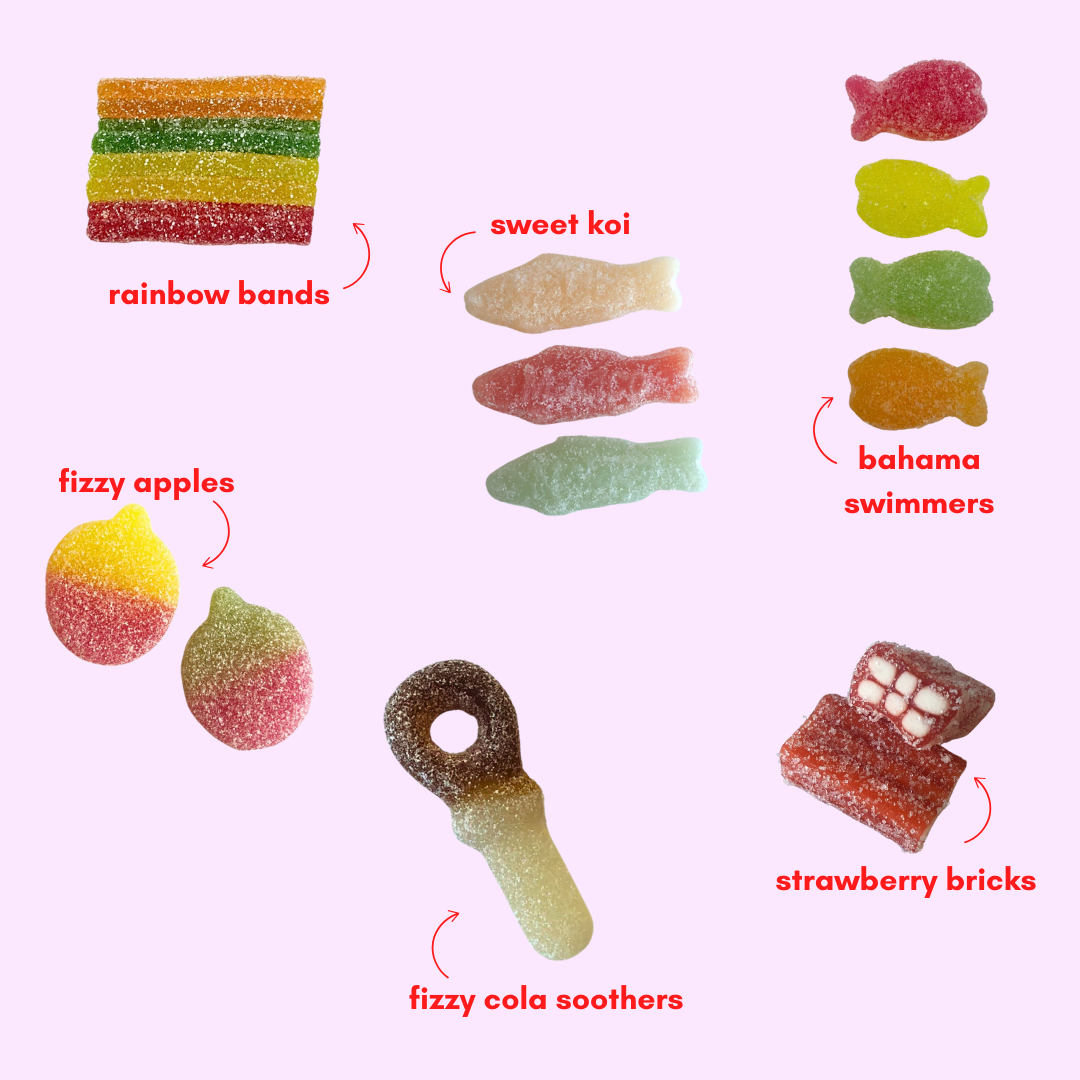 fizzy fruit fun: sweet + sour gummy candy mix (1lb)