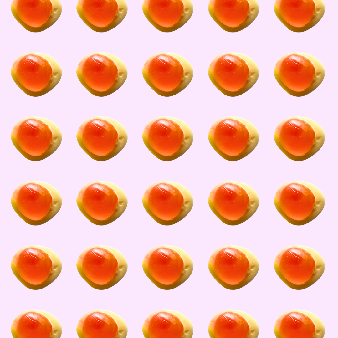 fried egg gummy candies from Sweden