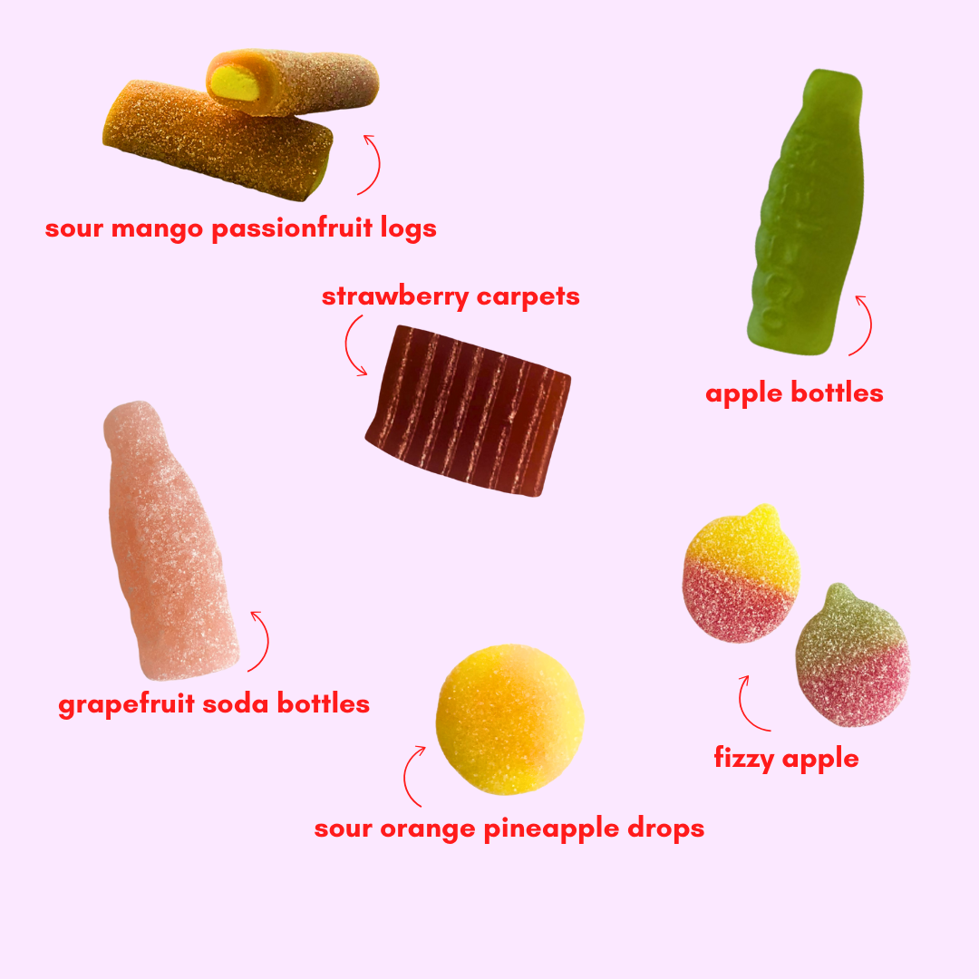 fruit orchard: gelatin-free sweet + sour gummy candy mix (1lb)