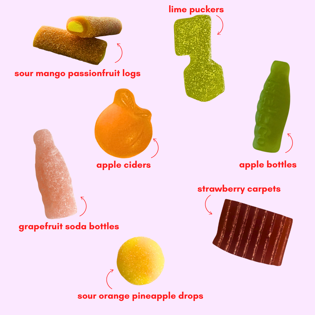 fruit orchard: gelatin-free sweet + sour gummy candy mix (1lb)