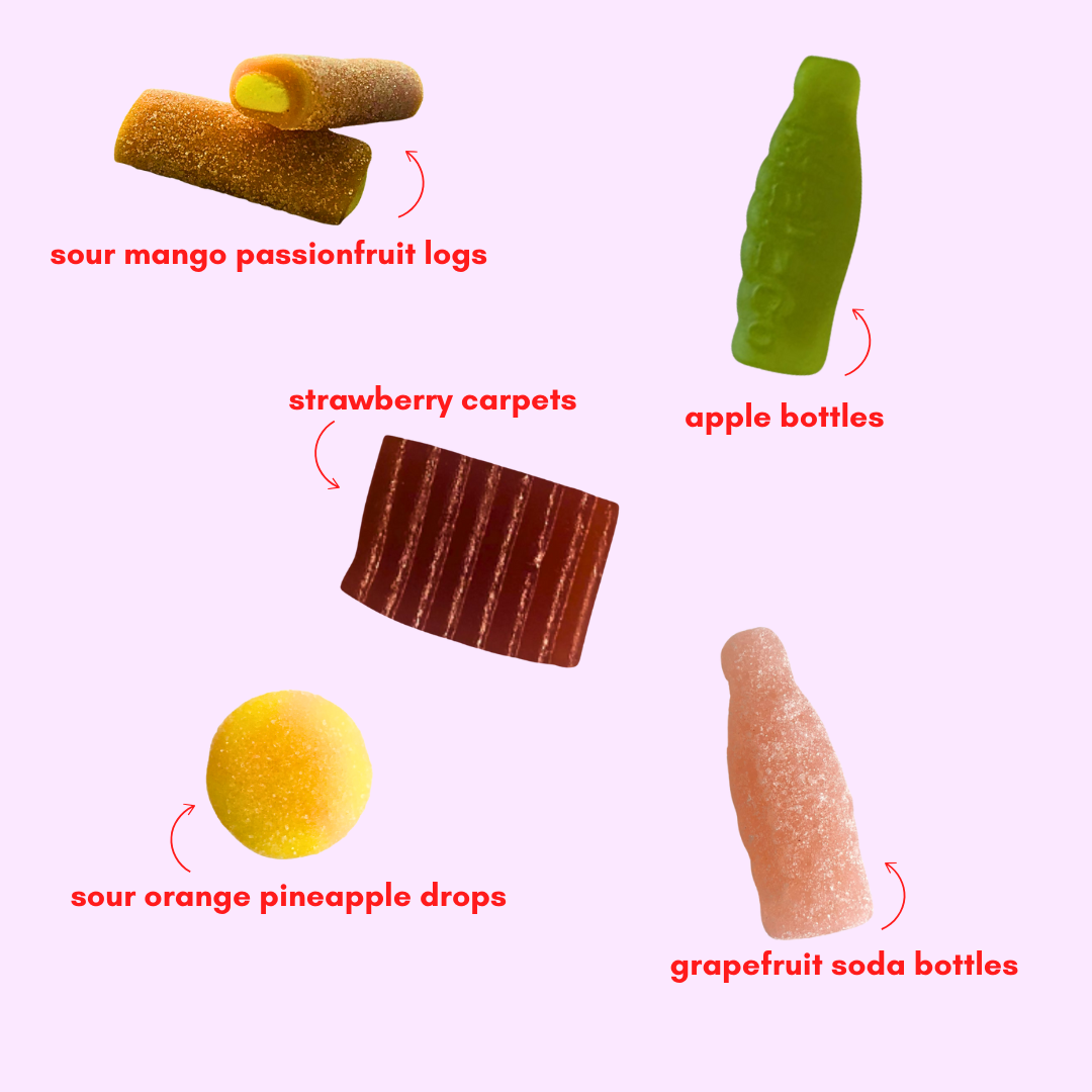 fruit orchard: gelatin-free sweet + sour gummy candy mix (1lb)