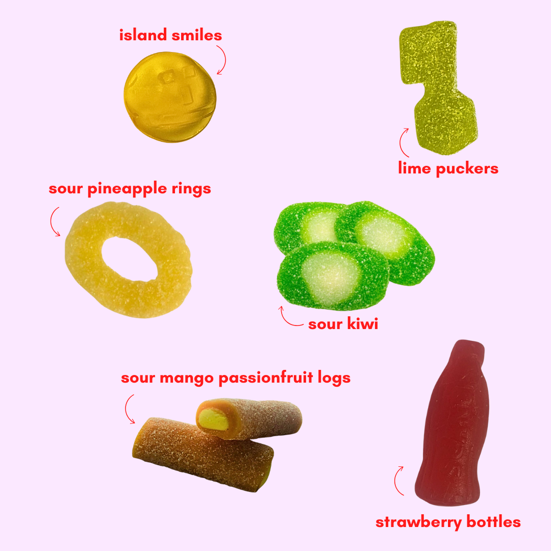 island vibes: sweet + sour gummy candy mix (1lb)