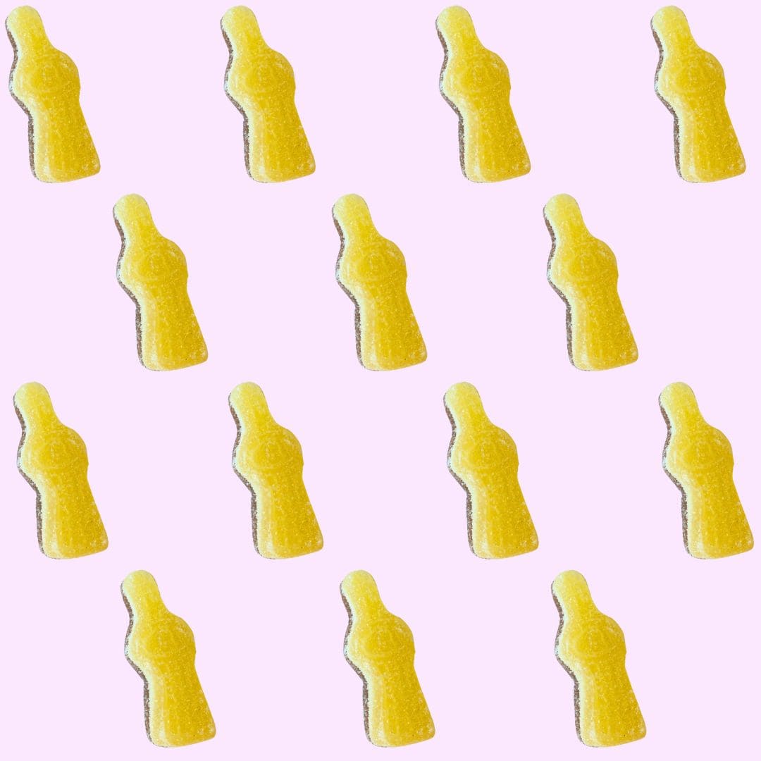 lemon cola bottle gummy candy from Belgium