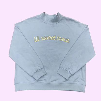 lil sweet treat mockneck sweatshirt in blue