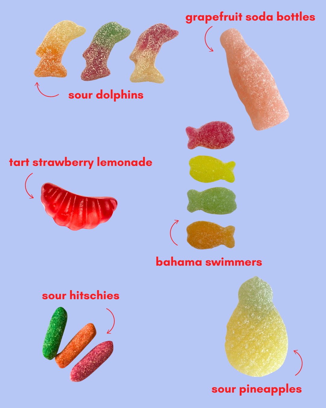 paradise punch: a tropical, gluten-free mix of sour gummy candies 