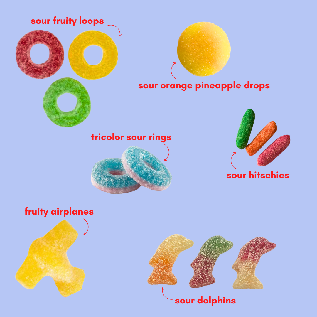 pucker playground: gluten-free sour gummy candy mix (1lb)