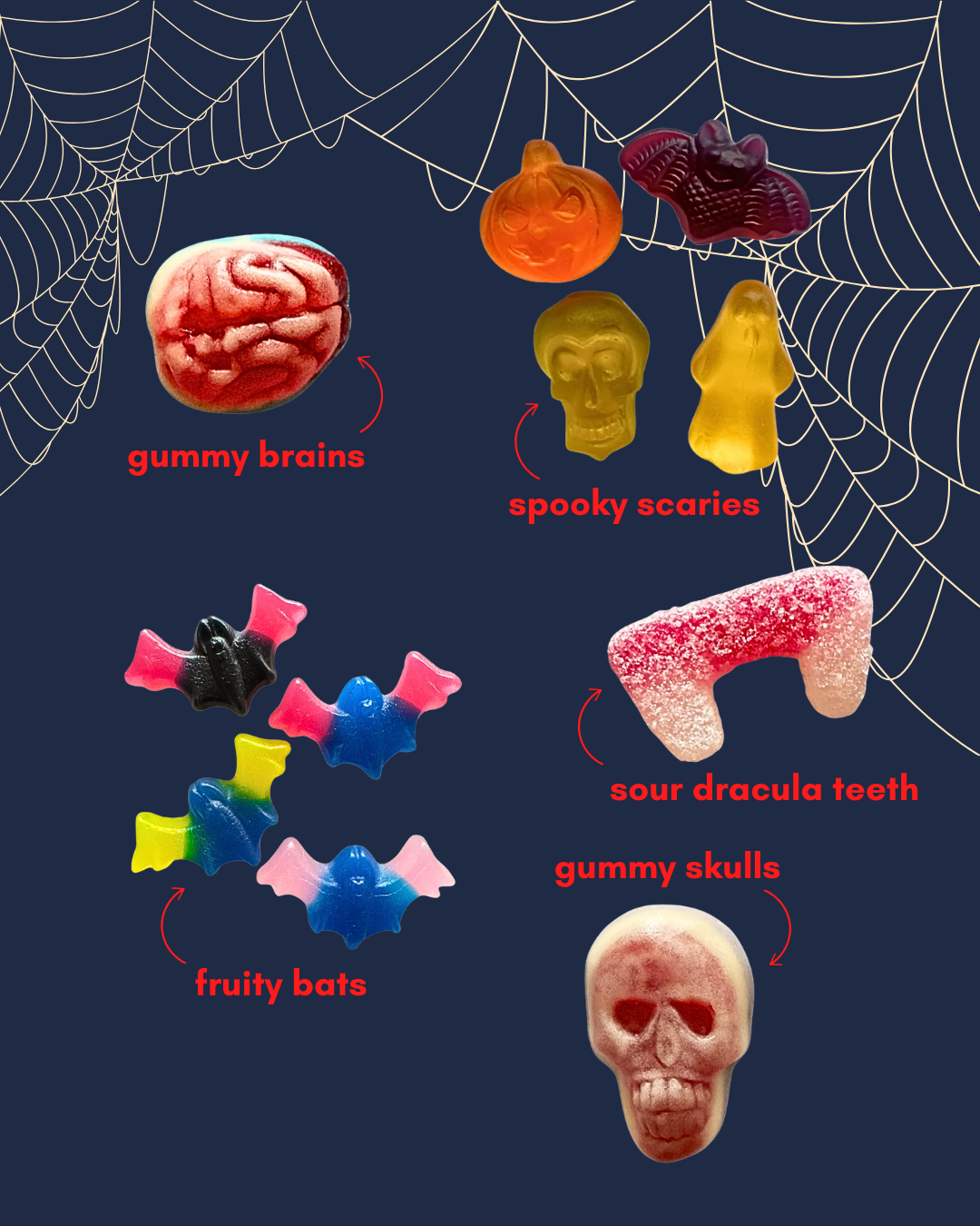 scared sweet: a spooky halloween mix of gummy candies