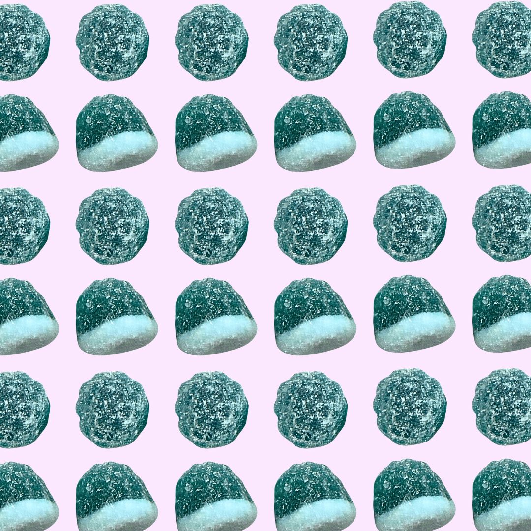 sour blueberry flavored dot gummy candies 