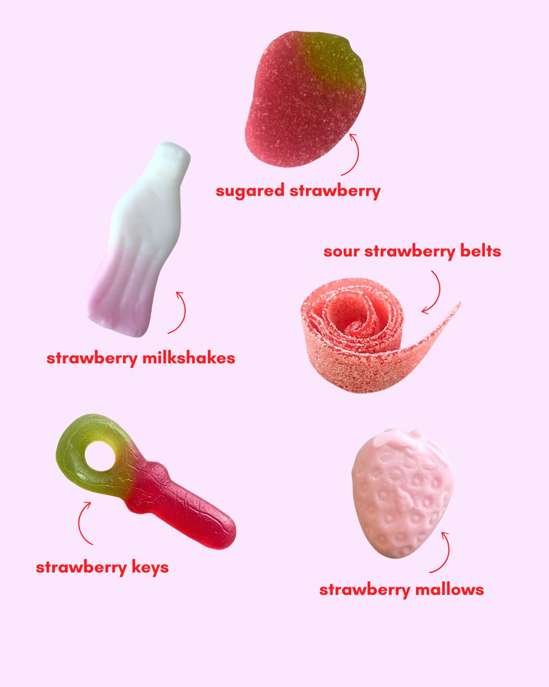 strawberry lovers: strawberry flavored gummy candy mix (1lb)