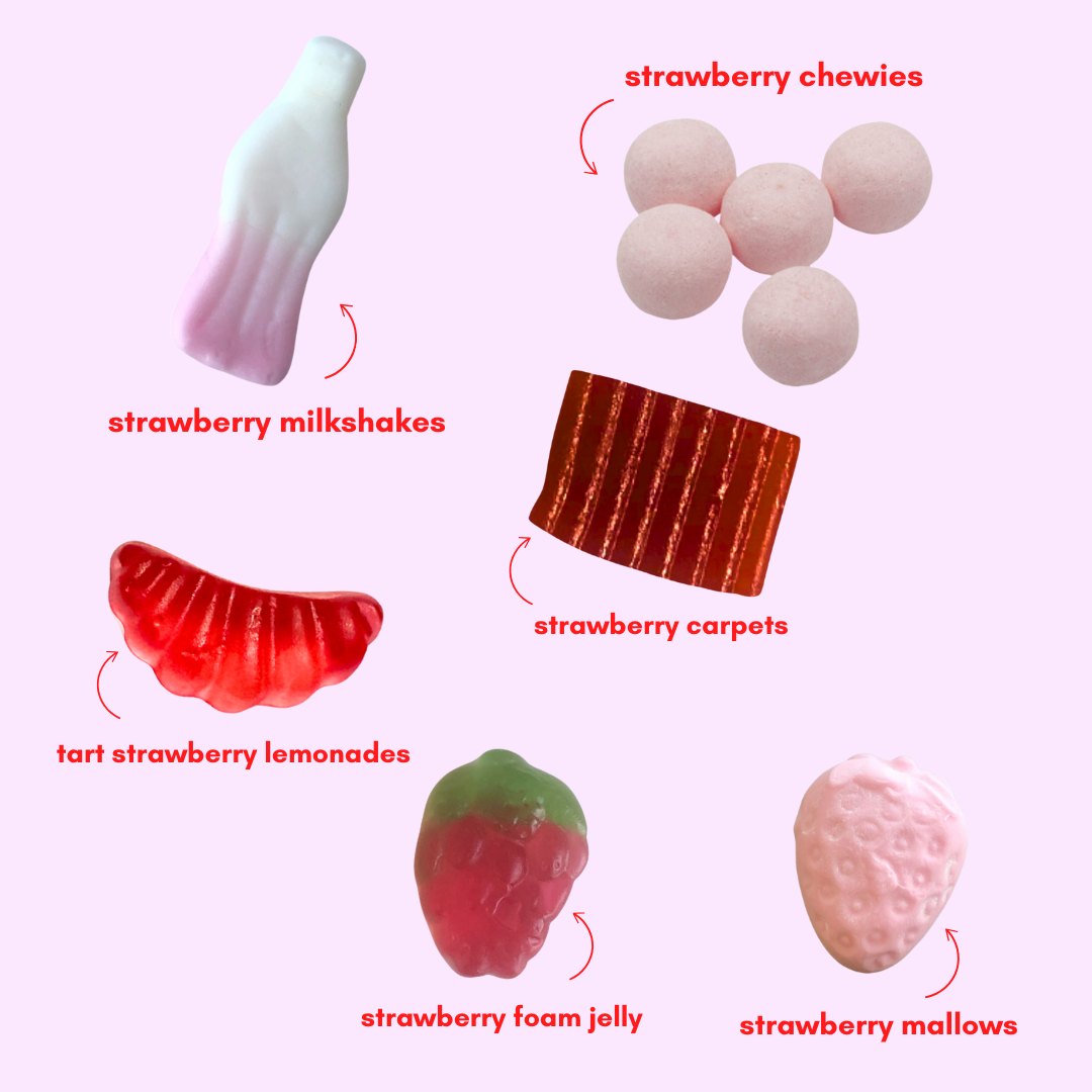 strawberry lovers: strawberry flavored gummy candy mix (1lb)