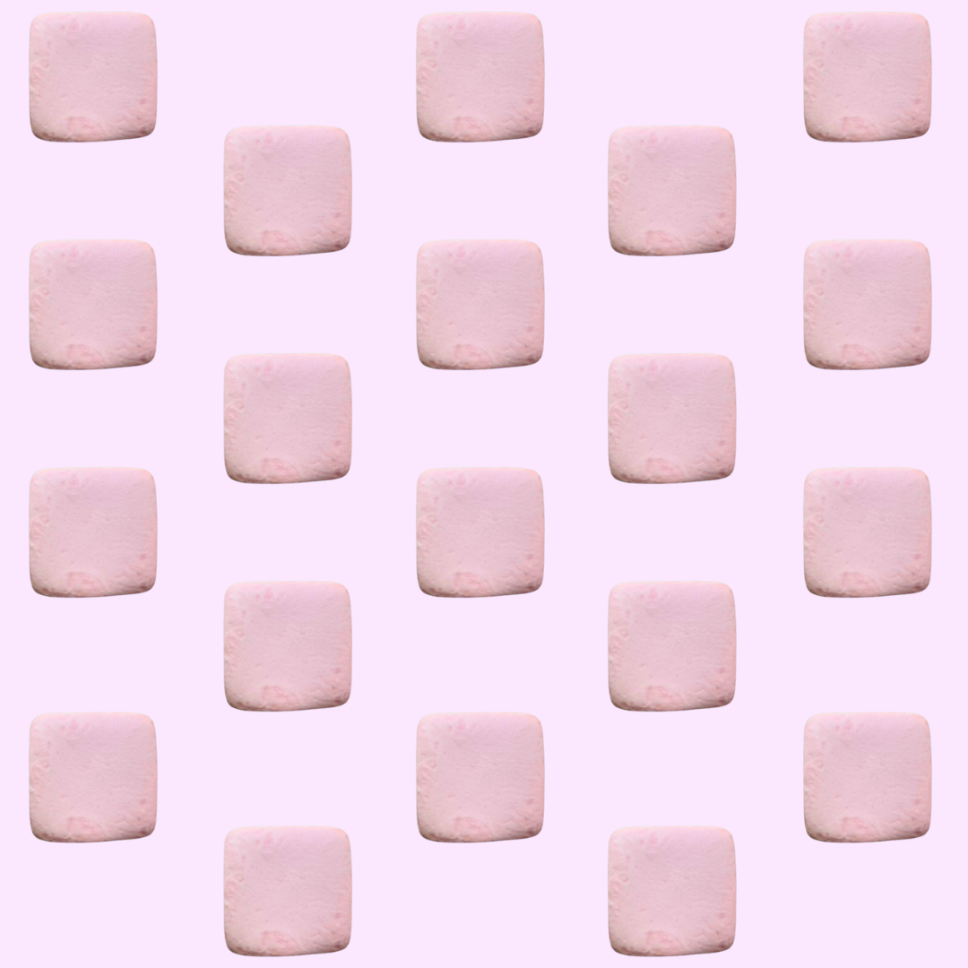 Pattern of pink marshmallows on a pink background