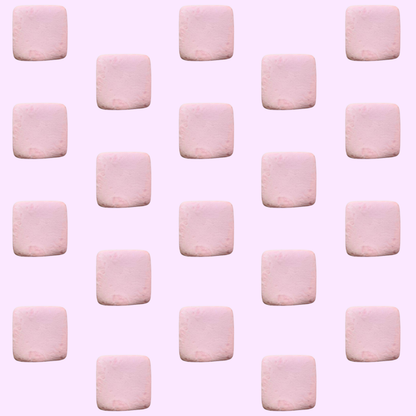 Pattern of pink marshmallows on a pink background