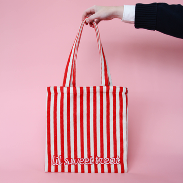 lil sweet treat striped tote bag