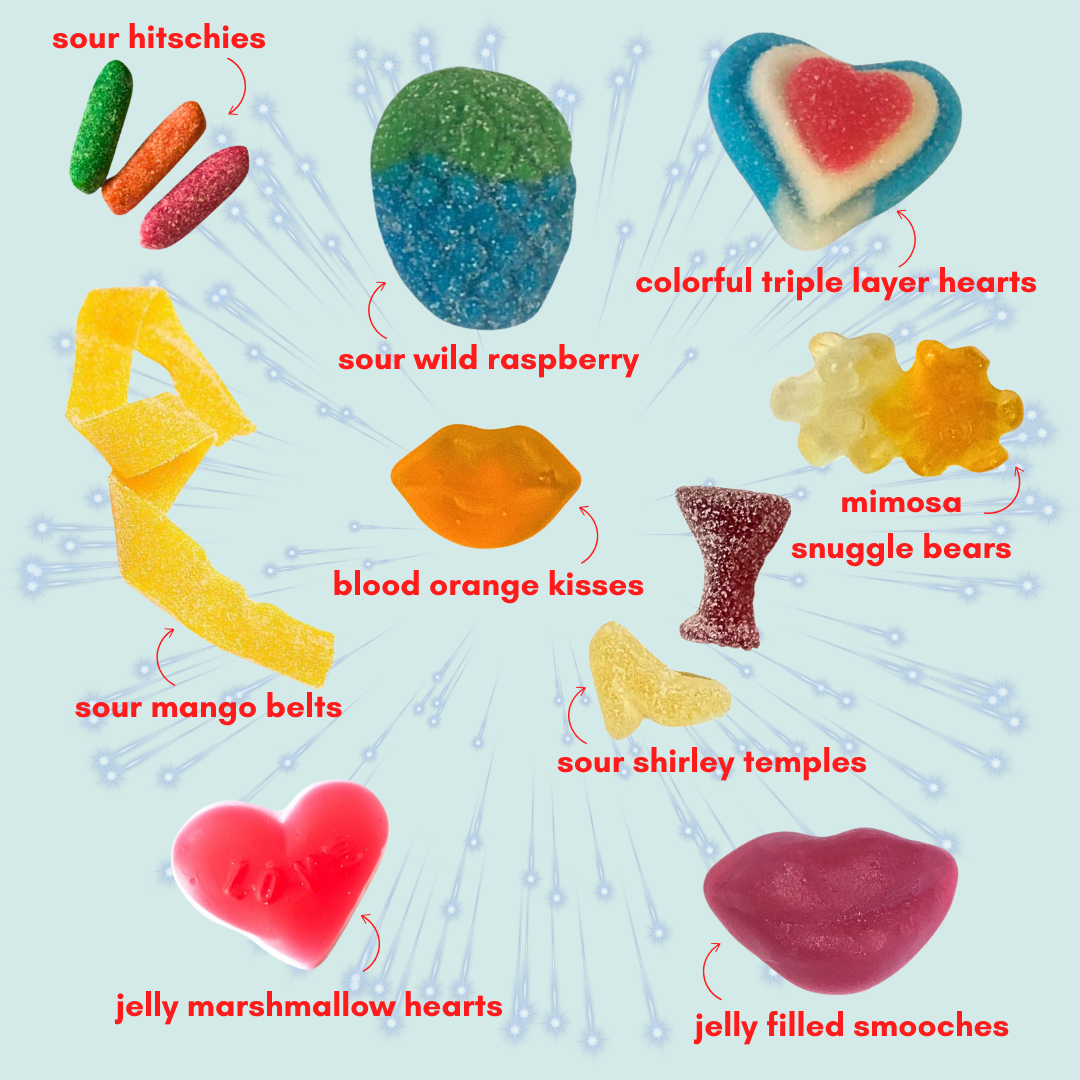 Assorted gummy candy party mix 